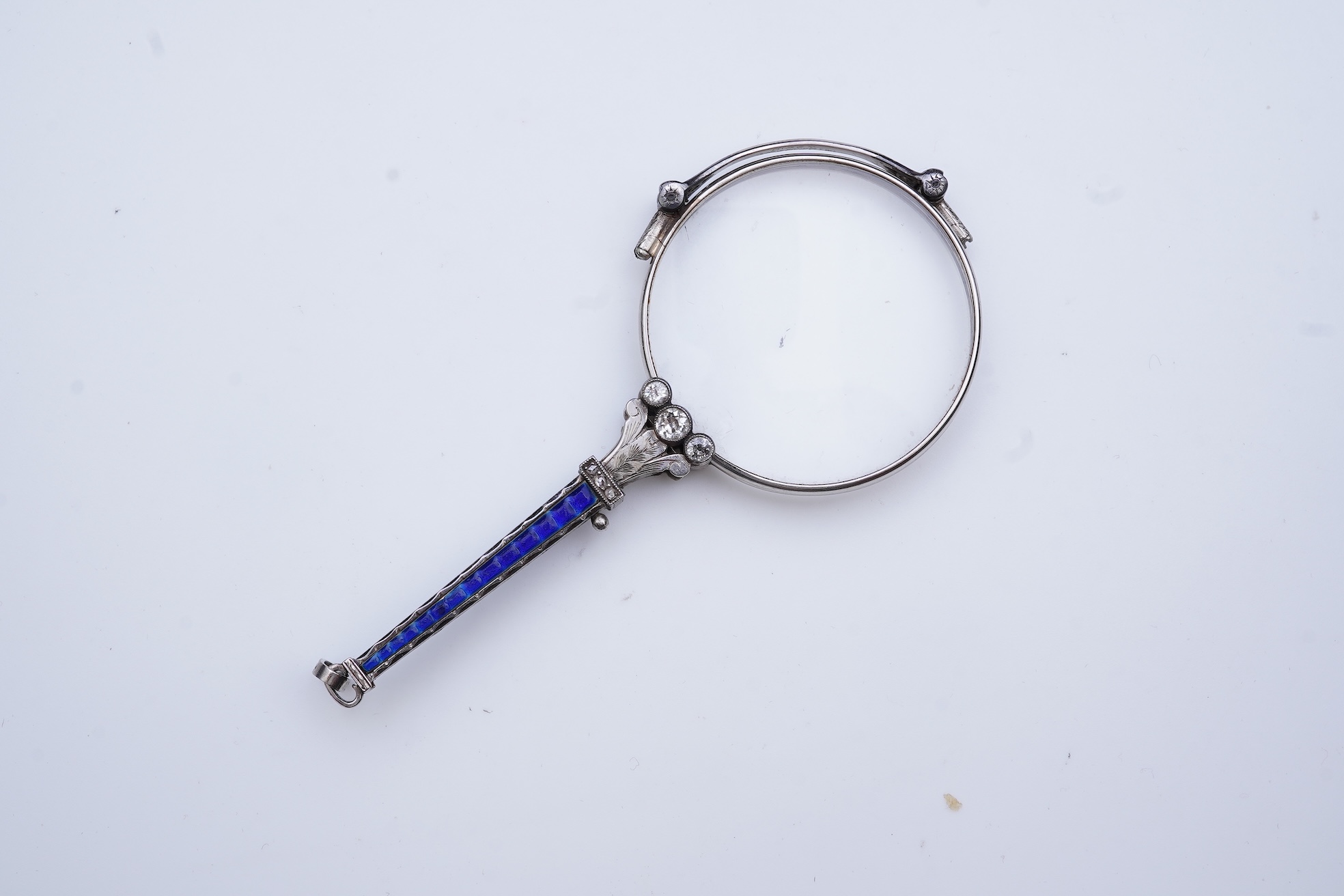 CW Dixey & Son, a diamond and enamel lorgnette, early 20th century